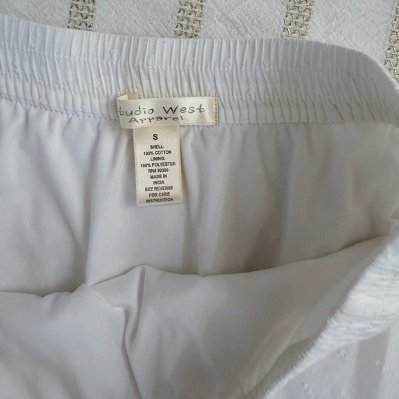 Studio West White Swiss Dot Tiered Midi Skirt Size Small Elastic Waist - Picture 4 of 6